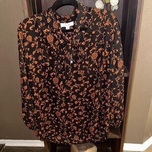 Nine West Black and Orange Floral Blazer